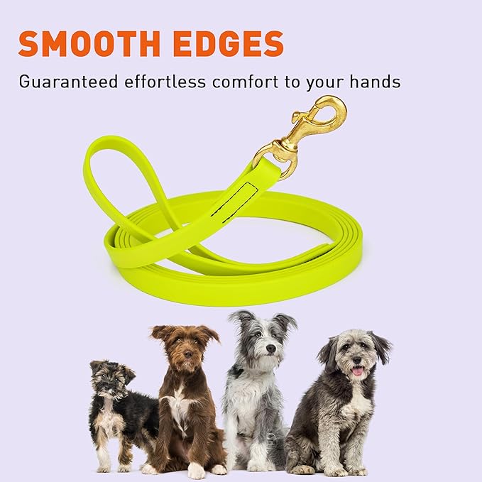 Viper Biothane K9 Working Dog Leash Waterproof Lead for Tracking Training Schutzhund Odor-Proof Long Line with Solid Brass Snap for Puppy Medium and Large Dogs, 33ft Safety Yellow