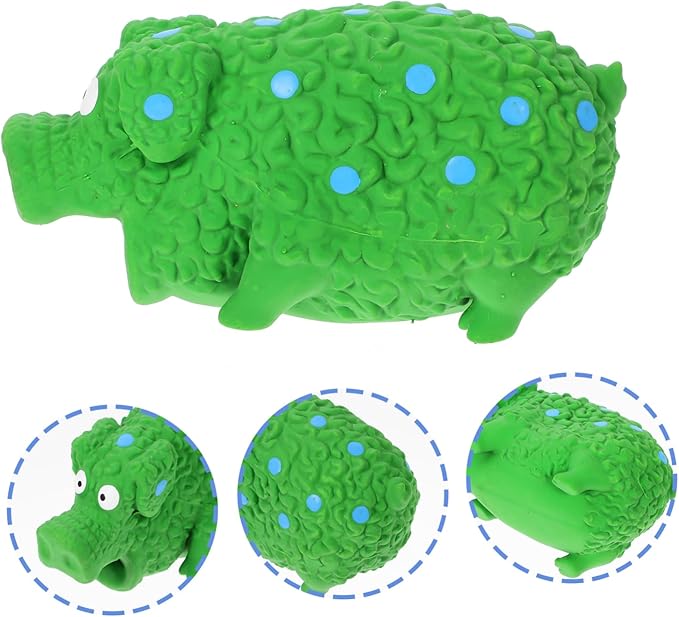 POPETPOP Squeaky Pig Dog Chew Toy Sturdy Latex Teething Toy for Puppies and Small Dogs for Interactive Play and Molar Health