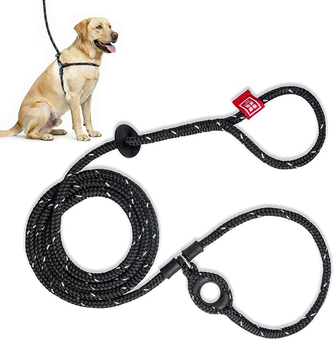 Harness Lead No Pull Dog Harness and Leash Set, Anti Pull Dog Harness for All Breeds and Sizes, One-Piece Cushioned Rope Design Safely Prevents Escaping and Pulling (Medium/Large, Black/Reflective)