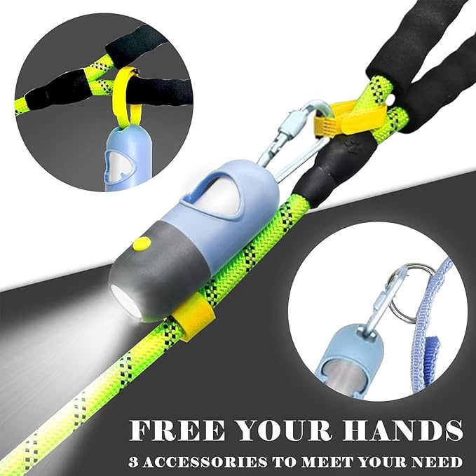 Dog Poop Bags Holder with LED Flashlight|Pet Waste Bags Dispenser for Leash|Doggie Potty Bags Container with Leak-proof Pet Trash Bags and Accessories (1 Holder 195 Bags, Sky Blue)
