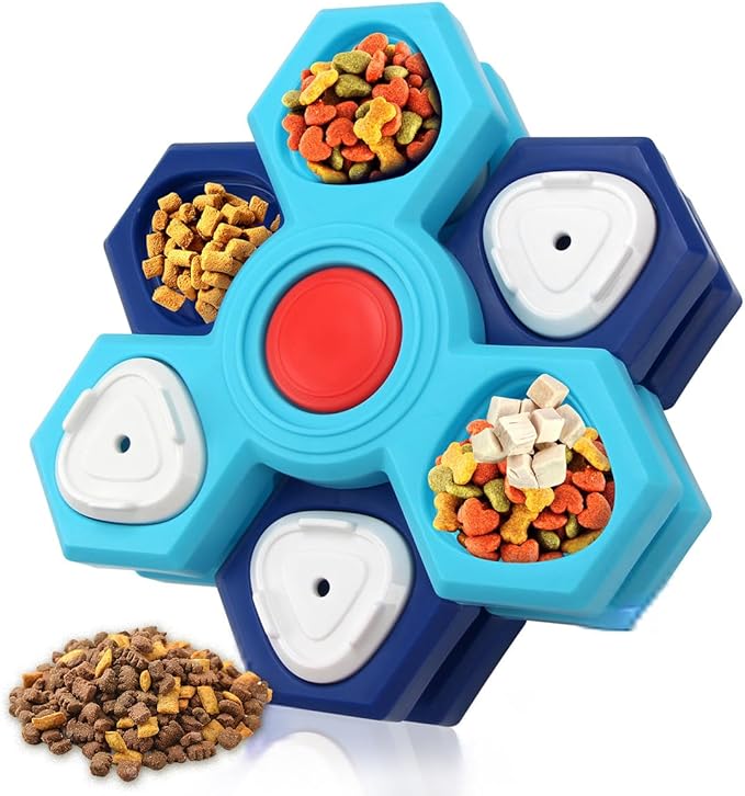 Thalirem 4-Layer Slow Feeder Dog Bowls, Interactive Puzzle Feeder with Rotating Layers & Adjustable Openings, Convertible Design to Prevent Fast Eating, Bloat & Boredom