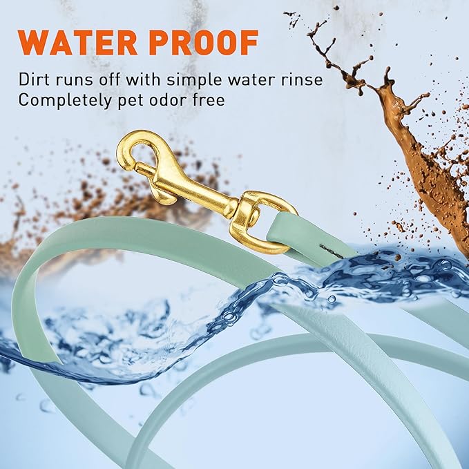 Viper Biothane K9 Working Dog Leash Waterproof Lead for Tracking Training Schutzhund Odor-Proof Long Line with Solid Brass Snap for Puppy Medium and Large Dogs, 10ft Sage Green