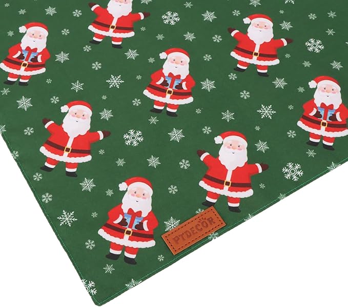 PTDECOR Christmas Dog Bandana, Xmas HOHO Santa Design Reversible Holiday Dog Scarf, Triangle Christmas Bandanas for Medium Large Pets (Large)