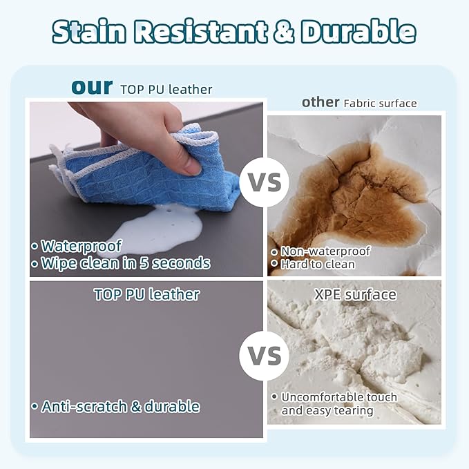 Extra Large Dog Crate Pad Bed, Waterproof Cooling Pet Bed for Large Dogs, Outdoor Pet Bed with High Resilience Foam,Wipe Clean & Easy Rinse, Anti Slip 48 inch Graphite Grey
