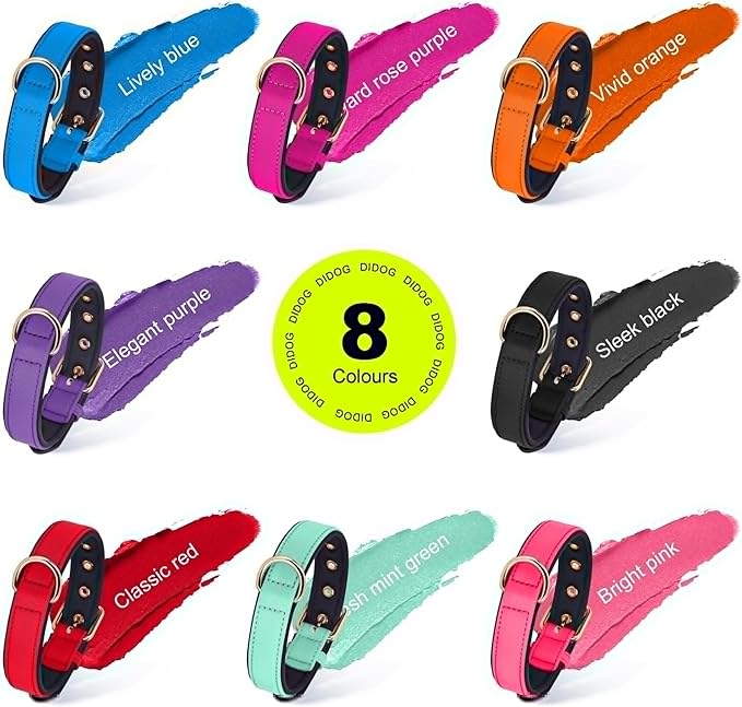 Didog Soft Padded Dog Collar for Large Dogs, Lightweight and Breathable Dog Collar with Metal Buckle, Blue, XL