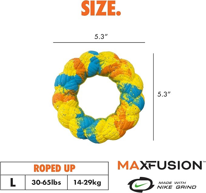 Max Fusion with Nike Grind, Arlee Roped Dog Toy, Chew Toy for Play, Fetch, Tug, L