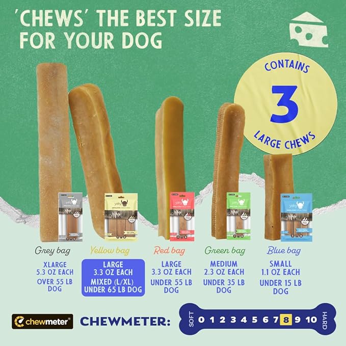 Yaky Cheese Chew | Natural Yak Cheese Dog Chews | Long Lasting, Stain Free, Protein Rich, Low Odor | Gluten Free-Lactose Free-Grain Free | Mixed | for Dogs 65 Lbs & Smaller
