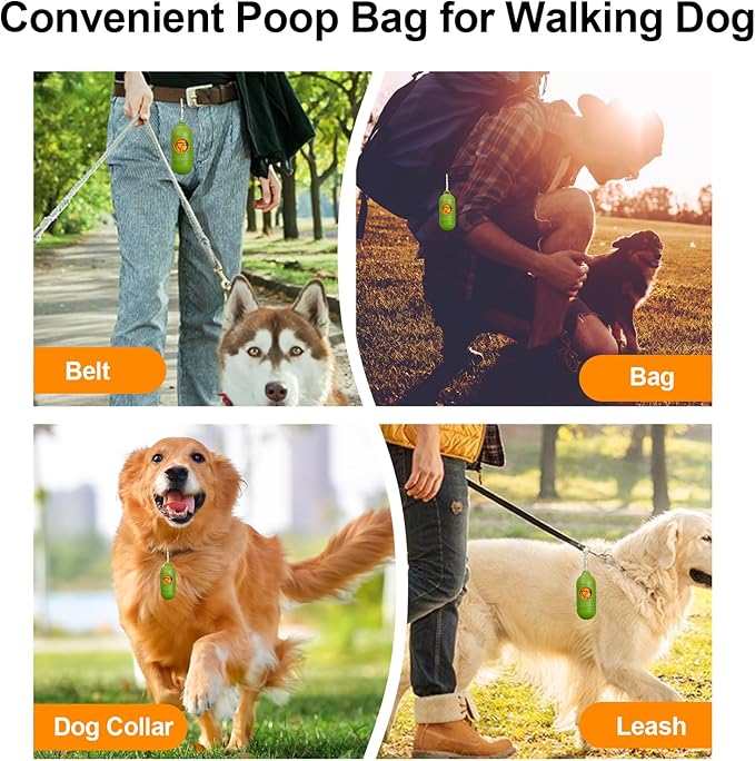 Dog Poop Bags With Dispenser, Strong and Leak-proof Waste Bags for Pets, Floral Scented, 270 Count (18 Packs of 15), 13 Inch x 9 Inch (Orange)