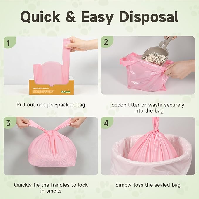 Odor-Sealing Dog Poop Bags with Handles 100 Count Pet Waste Bags, Large Capacity & Unscented Poop Bags for Dogs or Cat Litter, Conceals Smell & Mess (White)