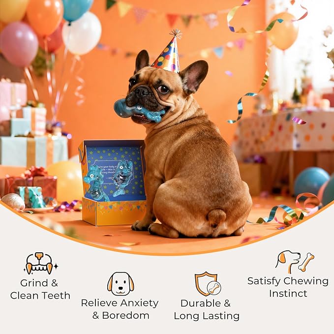 Dog Toys for Aggressive Chewers: Gift Box with 3 Pack Indestructible Dog Toy, Bacon Flavored Big Tough Chew Bones for Medium Large Breed 25-90lbs to Keep Them Busy, Birthday Holiday Dog Gift