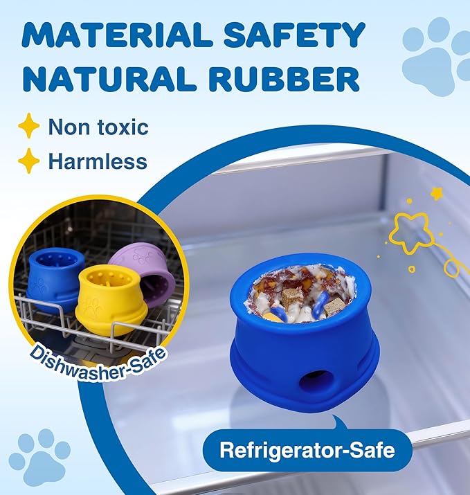 Frozen Dog Enrichment Toys,Dog Toys to Keep Them Busy-Swinging Stuffable & Slow Feeder & Nature Rubber & Dishwasher Safe,Long-Lasting Interactive Dog Toy to Keep Your Pup Busy for Medium,Navy,M
