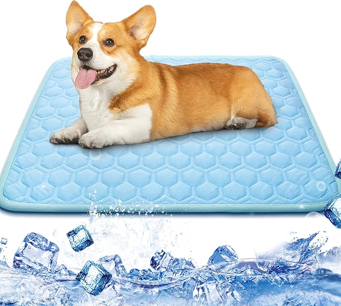 Cooling Mat for Dogs Thicken Pad for Cats,Rabbit&Medium,Large Dogs Internal Arc-Chill Cool Fiber Dog Cooling Mat Non-Slip Washable Summer Pet Outdoor Bed