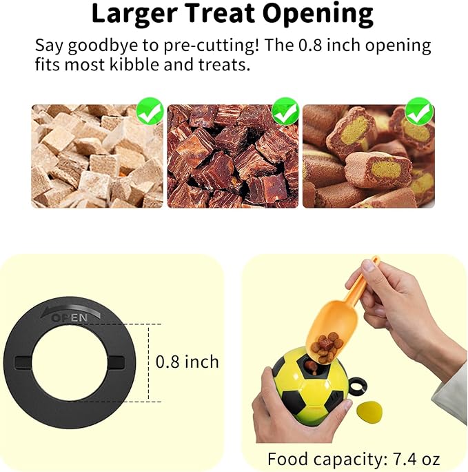 Interactive Dog Toys Treat Dispensers - Giggle Squeaky Dog Soccer Ball Rewards Puzzle to Keep Them Busy, Mental Stimulation Enrichment Food Dispensing for Small Medium Large Breeds, Yellow