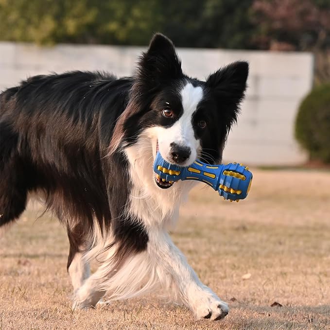 Ruffoo GnawBell Dog Squeaky Chew Toy for Heavy Chewers, Durable Dual-Layer Design, Interactive Natural Rubber Dog Toy for Medium & Large Breeds