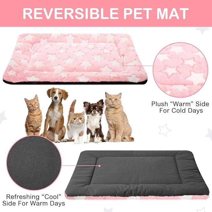 VitalCozy 4 Pcs Dog Crate Pads, Ultra Soft Warm Washable Anti-Slip Kennel Bed Mat for Pets, Reversible, Replaceable, Cozy Cage Liner for Small Medium Large Dogs and Cats(20 x 30 x 1.6 Inch,Colorful)