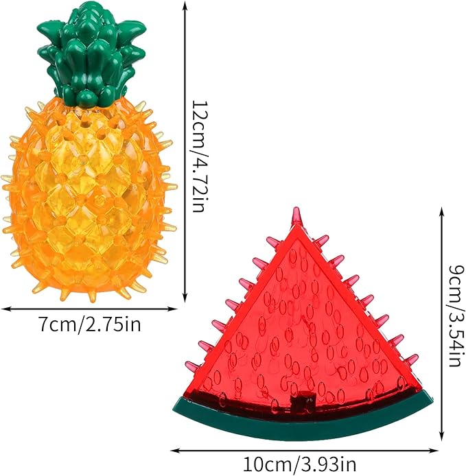 HomeSoGood 2pcs Dog Cooling Chew Toys, Summer Ice Interactive Dogs Toys, Watermelon Pineapple Shape Teething Toys