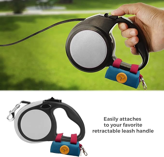 Dog Poop Bag Holder for Leash, Zippered Dog Poop Bag Dispenser Pouch with Metal Carabiner Clip, Durable Canvas Dog Walking Waste Bag Holder
