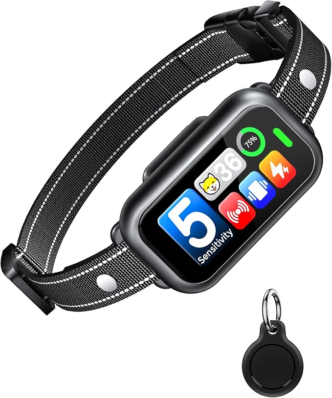 Dog Bark Collar 1-Second Quick Bark Stopping, Smart Humane Training Collar with Beep Vibration & Shock, Rechargeable Ultra-Light, IP67 Waterproof, 5 Adjustable Sensitivity for Small/Medium/Large Dogs