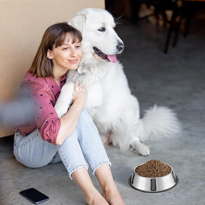 Tanlade 8 Pack Stainless Steel Dog Bowls Metal with Rubber Base Non-Slip Pets Puppy Cats Feeding Food and Water Bowls Dishwasher-Safe for Indoor Small Medium Large Dogs Cats Kitten Rabbit(18.6 oz)