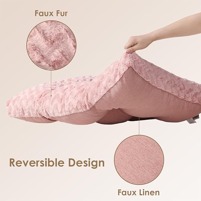 EHEYCIGA Washable Medium Dog Bed for Crate 29x21 Inch, Reversible Kennel Pad for Dogs Weight Up to 35 lbs, Plush and Comfy Pet Sleeping Mat, Pink