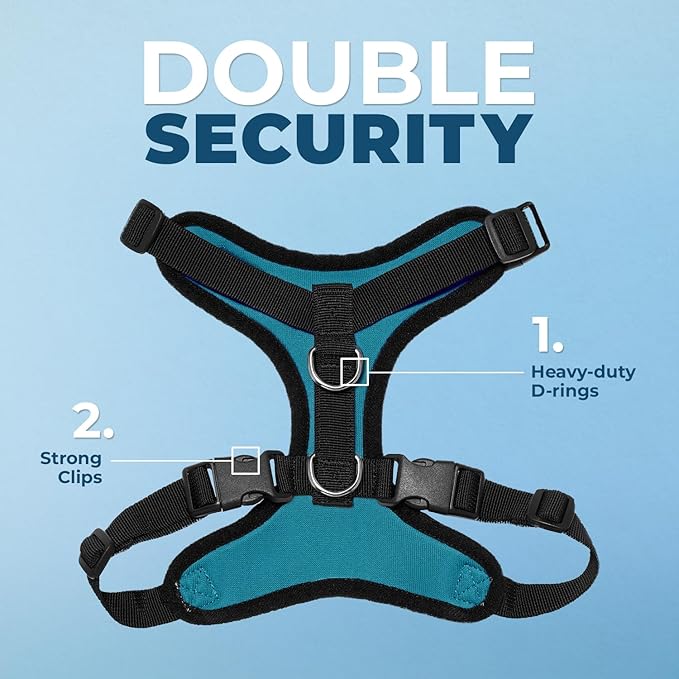 Voyager Step-in Pet Harness - All Weather Mesh, Adjustable Step in Harness for Cats and Dogs by Best Pet Supplies - Turquoise/Black Trim, XL