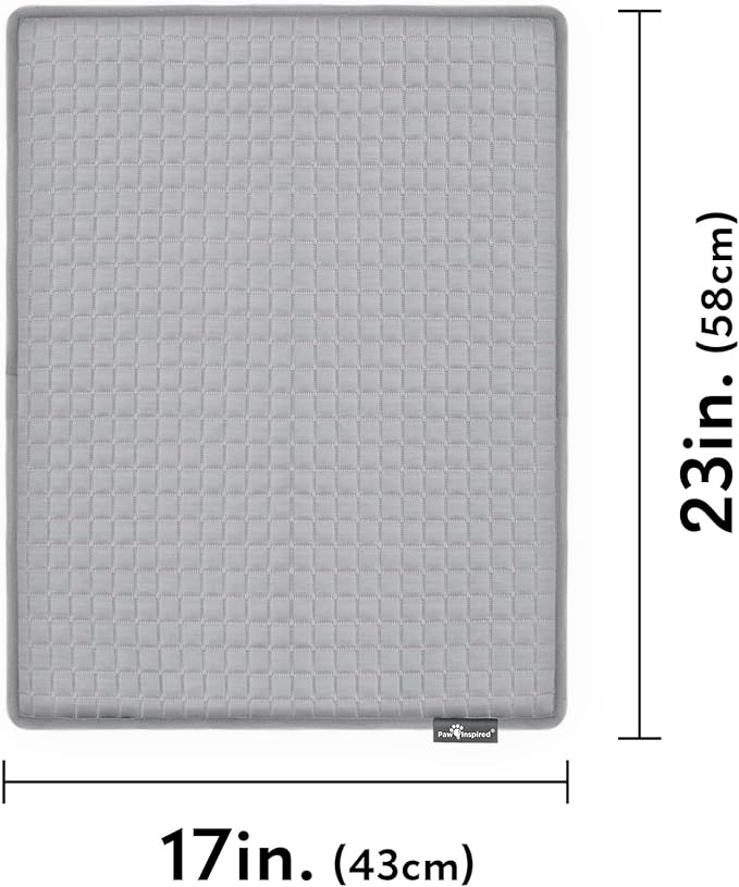 Paw Inspired Cooling Orthopedic Crate Pad for Dogs and Cats, Washable Memory Foam Dog Cooling Mat (23x17 Inch XS/Small Size for 24 Inch Kennel, Gray)