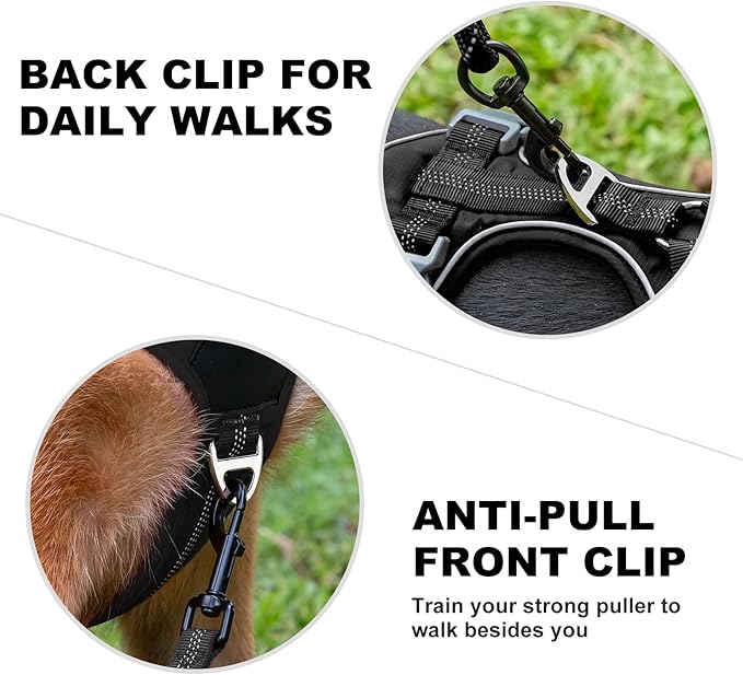 Plutus Pet No Pull Dog Harness, Release at Neck, Soft Padded, Reflective Adjustable Dog Vest Harness for Small, Medium, Large Dogs(Black, XS)