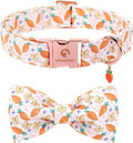 DOGWONG Easer Dog Collar with Bow,Pink Easter Dog Collar, Adjustable Durable Soft Carrot Easter Dog Collars for Male Female Puppy,M
