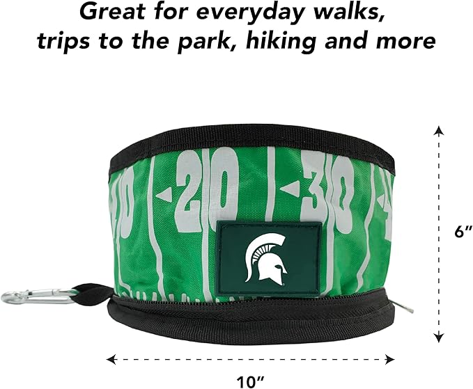 Pets First NCAA Michigan State Spartans Collapsible Dog Travel Bowl Set, 2 Pack Food & Water Bowls for Dogs, Best Portable & Lightweight Leak-Proof Dog Bowls for Travel