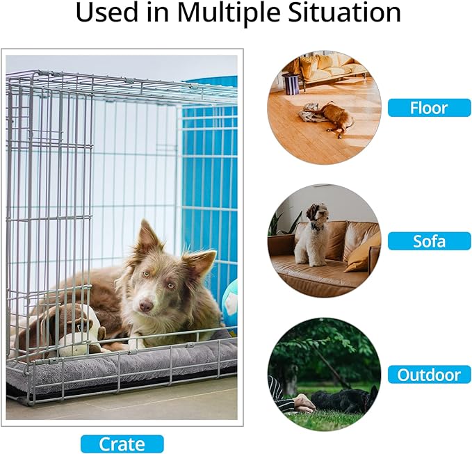 Dog Beds Crate Pad for Medium/Large Dogs Fit Dog Crates,Washable & Anti-Slip Kennel Pad for Dogs Cozy Sleeping Mat,Gray 42inch