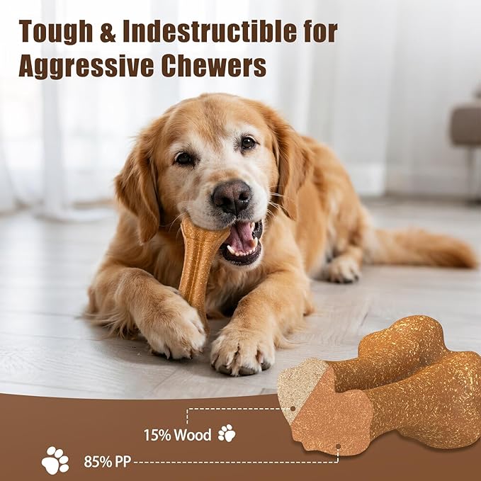 SCHITEC Dog Bone Chew Toy for Medium & Large Dogs, Beef Flavor Teething Toy, Durable Dog Toy for Aggressive Chewers, Teeth Cleaning, 1Pc