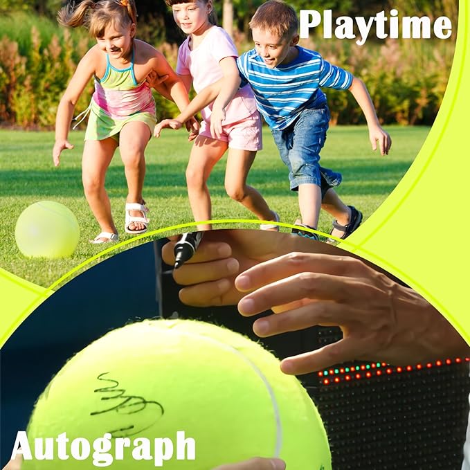 Large Dog Tennis Ball - Giant 9.5" Interactive Puzzle Toy With Pump and Needle for Small, Medium, Large Dogs (Yellow)