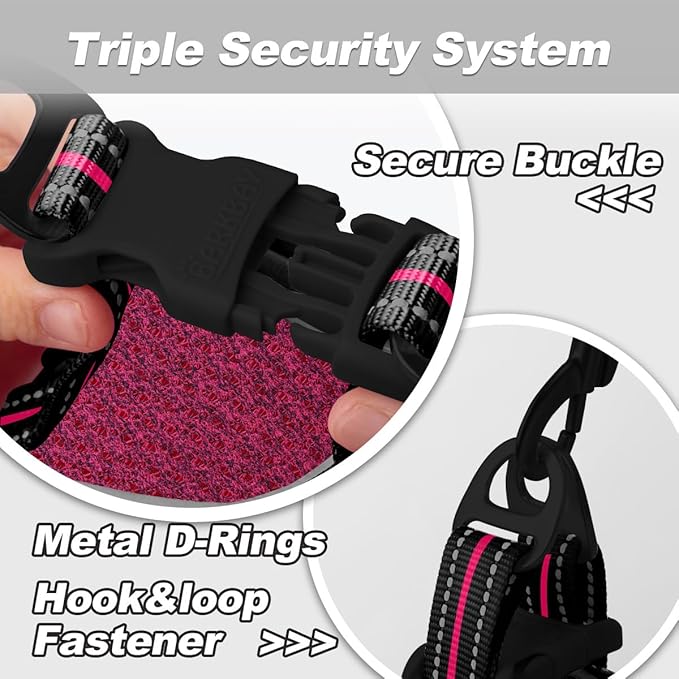 Dog Harness and Leash Set,Step in Small Sized Dog Harness,Soft Mesh,No-Chock,Reflective Adjustable,Secure with Hook & Loop Fastener,Puppy Vest for Small,Medium Dogs(Pink/Black,XXXS)