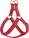 Didog Step in Dog Harness - PU Leather Dog Harness with Antique Bronze Metal Buckle, Easy Walk Dog Halter Harness for Medium Large Dogs Walking Training (Red, M: Chest 20-29")