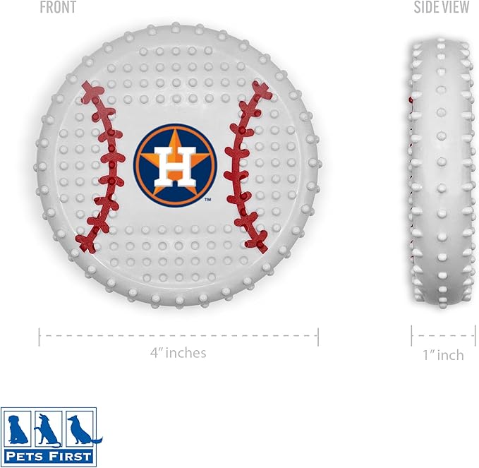 Pets First MLB Houston Astros Hard-Nylon Bacon-Flavored Baseball Chew Toy, Indestructible Dog and Cat Chewy Toy, Tug, Fetch Toy, Sporty Fun Toy for Dogs