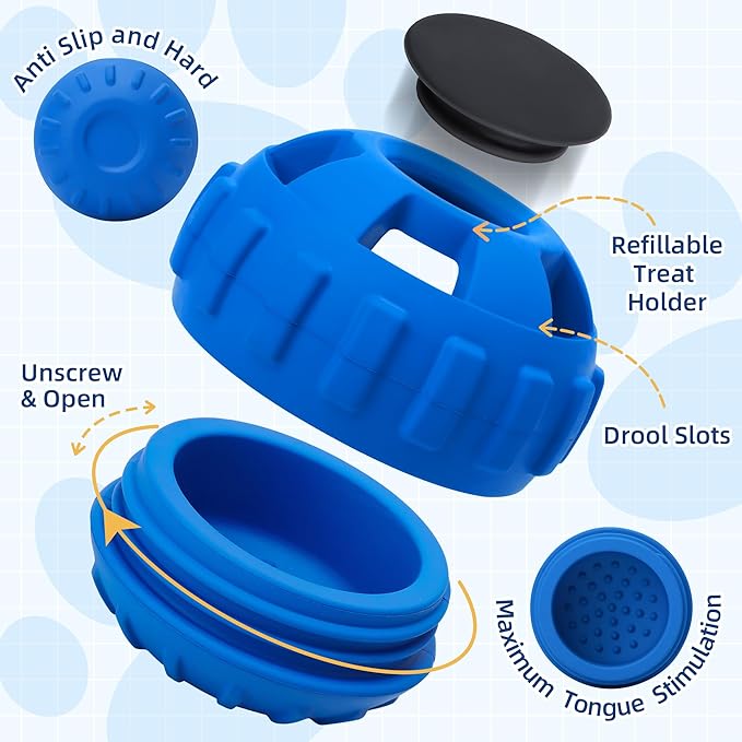 Dog Enrichment Toys to Keep Them Busy-Interactive Dog Toys for Large Dogs-Freeze Treat Dispensing,Natural Rubber,Dishwasher Safe,Navy,M