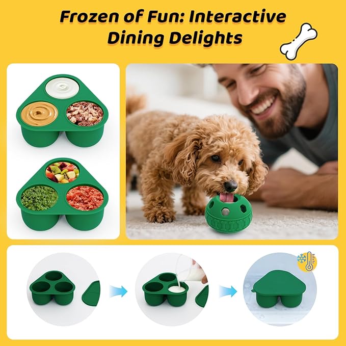 IFOYO Frozen Treat Dog Toy Ball for Small to Medium Dogs, Silicone Enrichment Dog Toys to Keep Them Busy, Reduce Anxiety, Puzzle Treat Dispensing Dog Toys for Slow Food Training, Easy to Clean (Green)