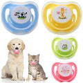 4Pcs Kitten Pacifier, Cute Safe Silicone Puppy Pacifier with Dust Cover, Soothing Companions Dog Chew Toys, Essential Teething Pet Supplies