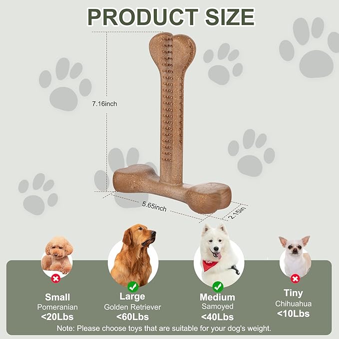 Dog Chew Toy for Aggressive Chewers T-Shaped Tough Dog Bone Toys for Small Medium Large Breed to Keep Them Busy (Medium/Large-Under 60LBS, Chicken Flavored)