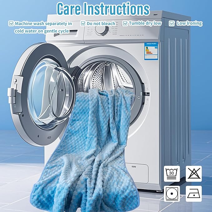 Water Resistant Blanket for Bed Couch Sofa, 60"x80" Reversible & Washable Microfiber Blanket, Queen Size Waterproof Throw, Pet Friendly & Leakproof (Sky Blue/Pale Blue)