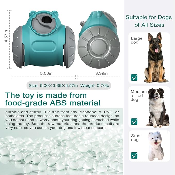 1pcs Interactive Dog Dispenser Toy - Premium Food for Smart Dogs - Adjustable Food Puzzle for Small Medium and Large Dogs for Large/Medium/Small Aggressive Chewers Breed Pet Cat Color Mars Green