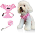 SuperBuddy Upgraded Soft Mesh Dog Harness, Super Breathable Lightweight Pet Harnesses for Puppy Dogs Outdoor Walking, Pink Dog Harness and Dog Leash Set Packing -Large