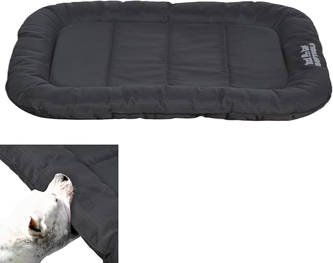 Durable Outdoor Dog Bed with Pillow Around Curling Sleep Fully Waterproof Indoor Cat Bed Crate Mat Stable Kennel Pad, for Pets (Charcoal, Small(23x18in))