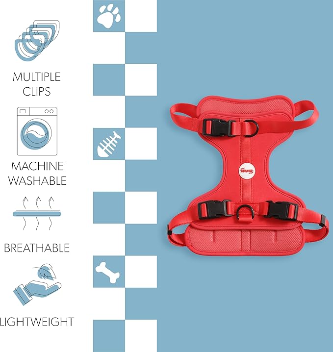 HNS1003M Arlo Large Adjustable Soft Padded No Pull Pet Harness with 3 Buckles and 3 Leash Clips, Shirley