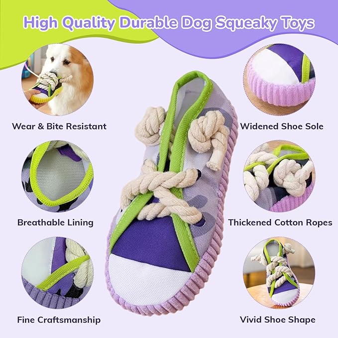 2 Pieces - Dog Chew Toys, Funny Dog Toys, Puppy Teething Toys & Shoe Dog Toy, Durable Dog Toys for Aggressive Chewers Tear-Resistant for Small & Medium Dogs