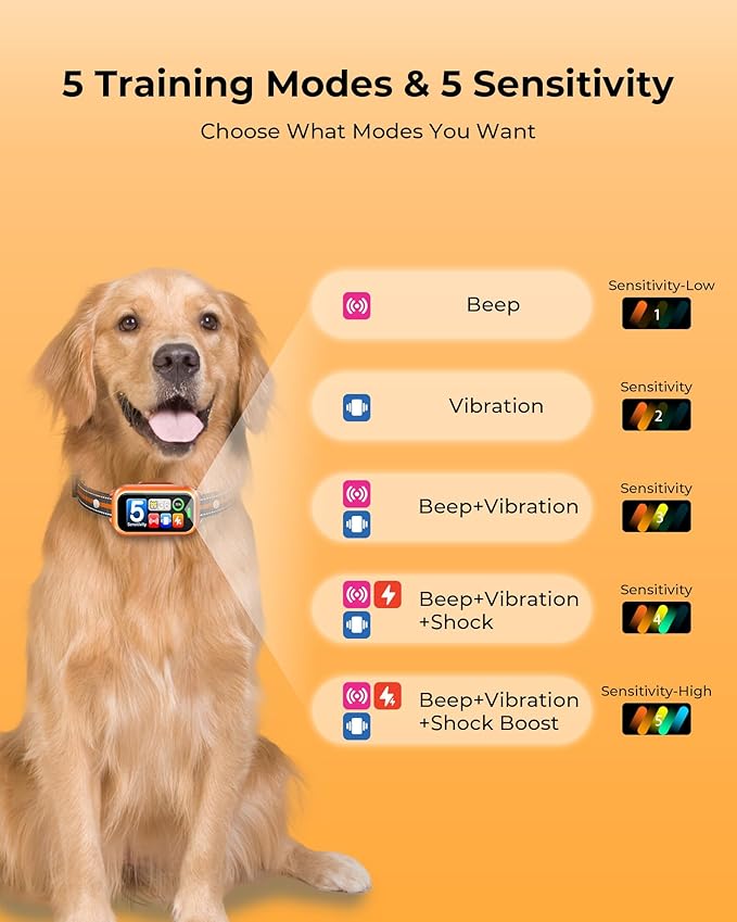 2 Pack Anti Dog Bark Collar for Large Medium Small Dogs,1s Fast Stop Barking Rechargeable Smart Bark Collar, Anti Barking Training Collar with 4 Training Modes & 5 Sensitivity Level
