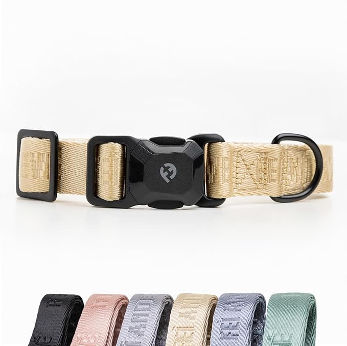 2026 New Edition, Fei & Eve MagEase Dog Collar - Patented Magnetic Buckles | Fur-Safe | Premium 210D Nylon | 450LB Escape-Proof | Adjustable Fit | Medium (Champagne)