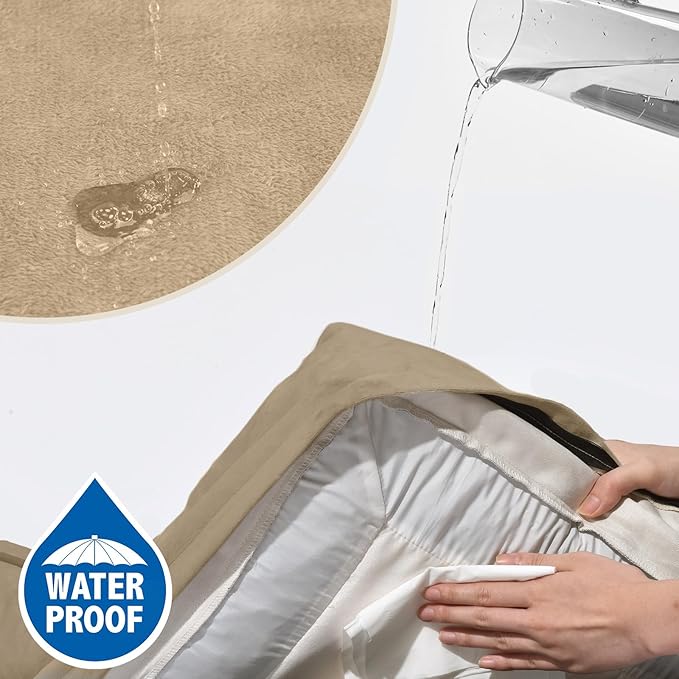 Comfort Expression Orthopedic Dog Bed for Medium Dogs 28x19 Inch, Waterproof Egg Crate Foam Medium Pet Bed with Removable Bolsters, Dog Couch with Washable Cover & Non-Slip Bottom, Light Brown