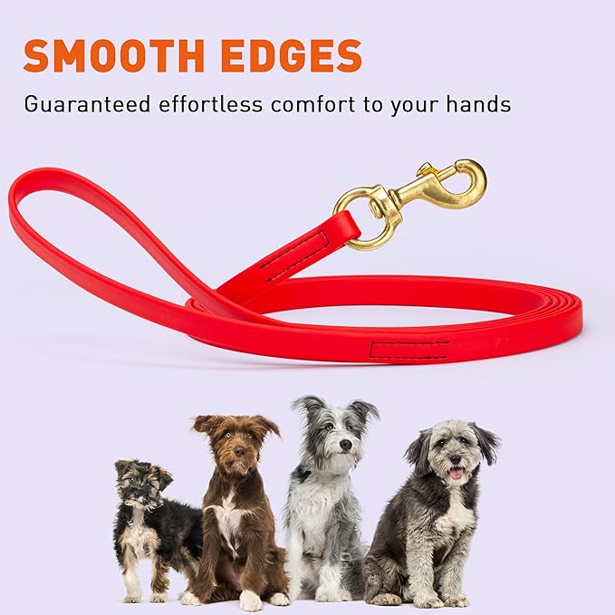 Viper Biothane K9 Working Dog Leash Waterproof Lead for Tracking Training Schutzhund Odor-Proof Long Line with Solid Brass Snap for Puppy Medium and Large Dogs, 10ft Cherry Red