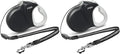 Fida Upgraded Retractable Dog Leash 30ft, Heavy Duty Pet Walking Leash for Medium/Large Breed up to 110 lbs, 360° Tangle-Free Long Retract Dog Lead, Soft Grip, One-Hand Brake, Black (Pack of 2)